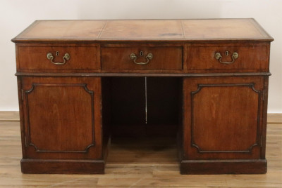 Image for Lot George III Style Mahogany Pedestal Desk 19th C