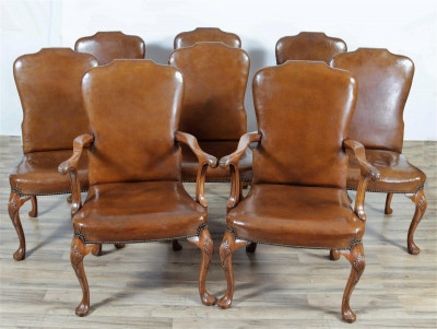 Image for Lot Set of George II Style Walnut Carved Dining Chairs