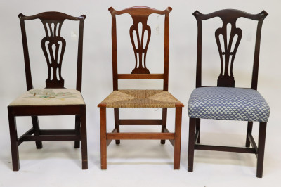 3 American Cherry/Mahogany Side Chairs, 19th C.