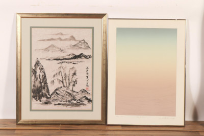 Image for Lot Gary Lichtenstein Print and Chinese Style Painting