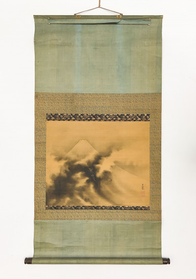 Title Japanese Hanging Scroll, Mt Fuji, Ink on Silk / Artist