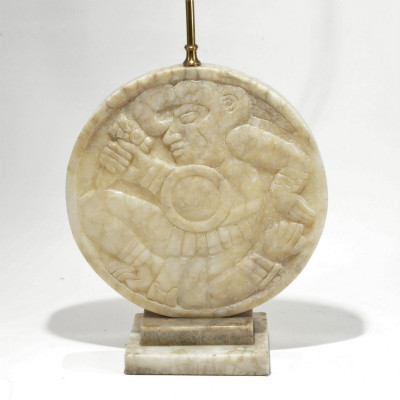 Image for Lot Soapstone Disc Mounted as Lamp