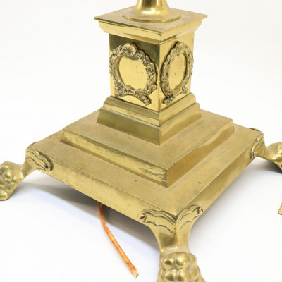 Image 4 of lot 3 Brass Lamps likely English