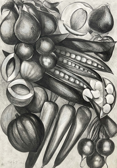 Title Lowell Nesbitt - Untitled (Still Life with Acorn Squash, Radishes, and Carrots) / Artist