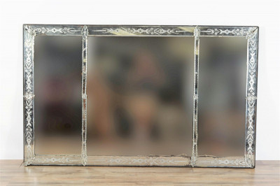 Venetian Etched Glass Overmantel Mirror, E 20th C.