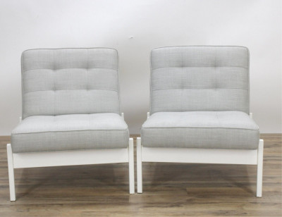 Image for Lot Pair Knoll White Painted Slipper Chairs
