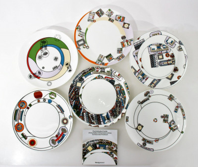 Image for Lot Paolozzi / Wedgwood 6 Dinner Plates, Kalkulium
