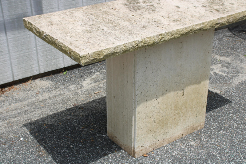 Contemporary Travertine Outdoor Table