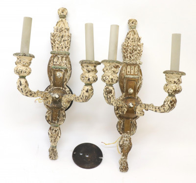 Image for Lot Pair of Neoclassical Metal Clad Wall Sconces