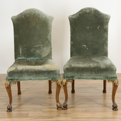 Image for Lot Pair English Rococo Style Side Chairs