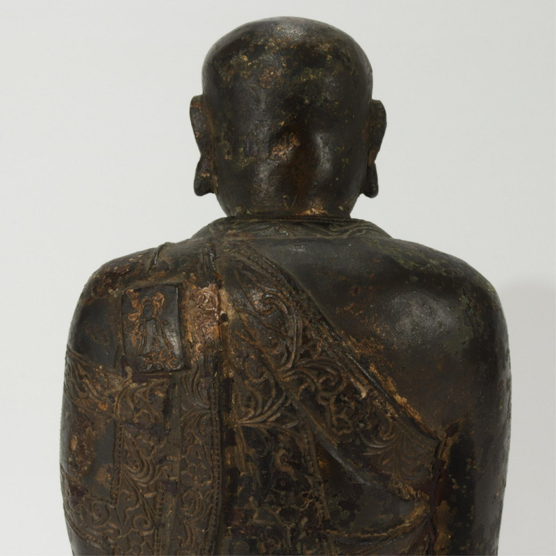 Image 8 of lot 16th C. Inscribed Chinese Bronze Monk