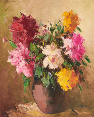 Image for Lot István Megyery - Peonies in Multi Color