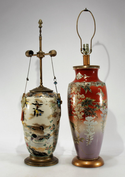 2 Japanese Porcelain Ceramic Lamps