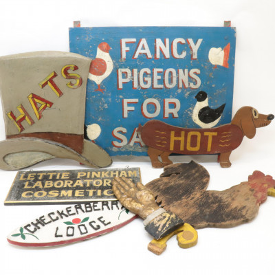 Image for Lot 7 Advertising Signs &apos;Fancy Pigeons&apos;