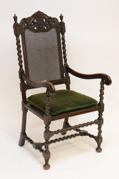 Image for Lot English Baroque Style Mahogany Carved Armchair