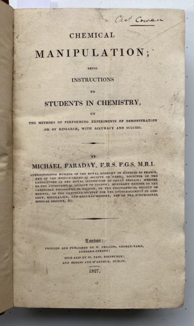 Image for Lot M. FARADAY Chemical Manipulation 1st ed 1827
