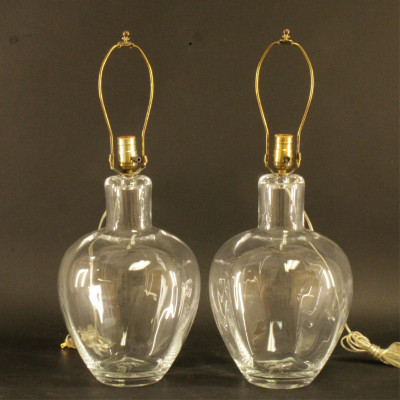 Image for Lot Pair of Simon Pearce Glass Table Lamps