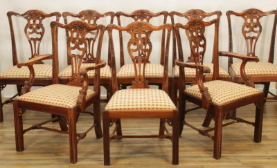 Image for Lot 8 Chippendale Style Mahogany Dining Chairs
