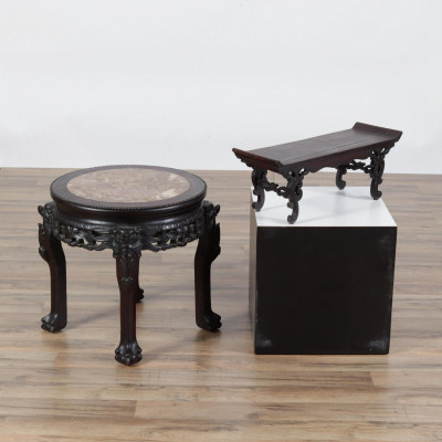 Image for Lot Chinese Miniature Hardwood Altar Table & Stand