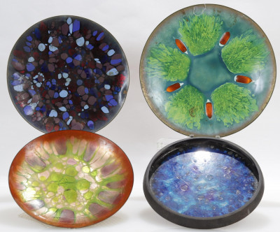 Image for Lot 4 Enameled Copper and Enameled Ceramic Plates