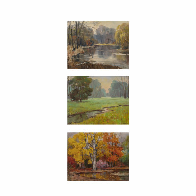 George Cherepov - Group, three (3) early and late autumn scenes