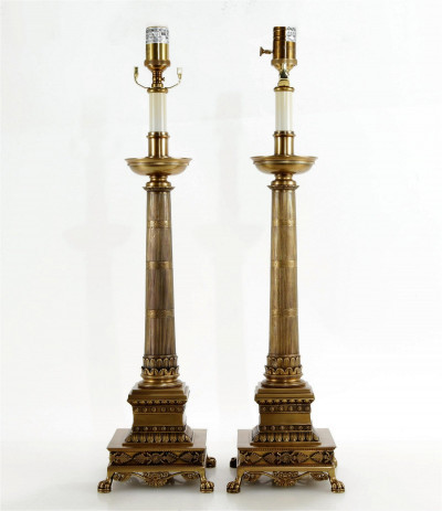 Image for Lot Pair of Empire Style Columnar Lamps