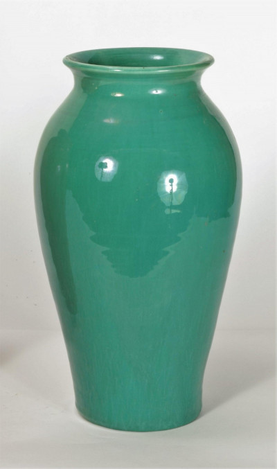 Image for Lot Muncie - Large Green Glazed Pottery Vase