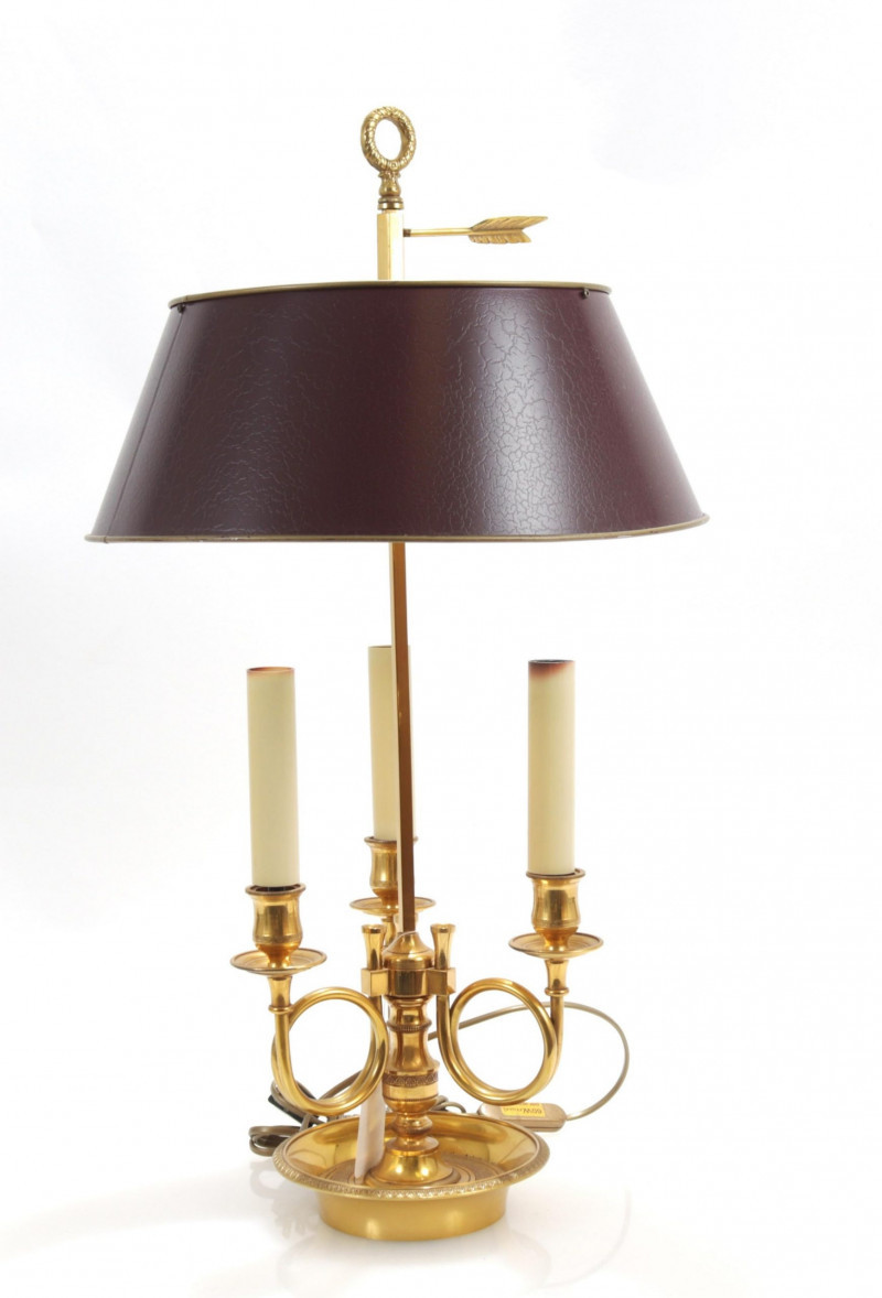 Image 7 of lot 2 Brass Lamps Bouillotte and Faux Marble