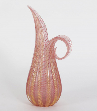 Image for Lot Ercole Barovier - Gilt Pink Swirl Vase, 1950