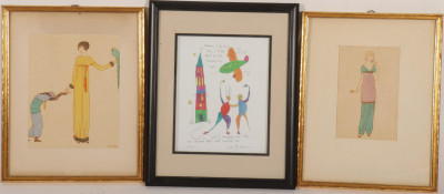 Image for Lot Three Color Lithographs With Figures