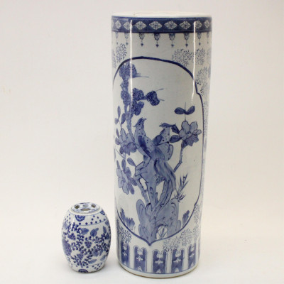 Image for Lot Chinese Barrel Jar, Umbrella Stand