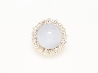 Image for Lot Edwardian Blue Star Sapphire & Diamond Pin