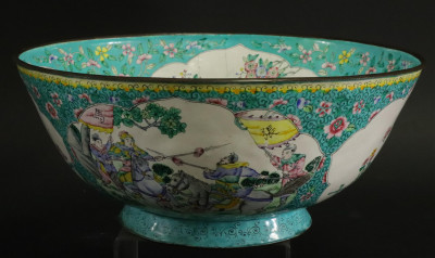 Image for Lot Large Chinese Peking Enamel Bowl