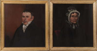 Pair American Portraits, c.1800, S. Cook &amp; D. Judd