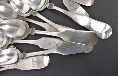 Image 2 of lot 31 Coin Silver Tea Spoons, 18th & 19th C.