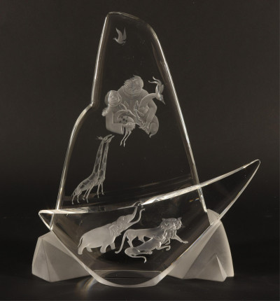 Image for Lot Steuben Crystal Sculpture &apos;Noah&apos;s Ark&apos;