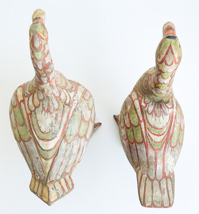 Pair of Chinese Painted Pottery Figures of Ducks