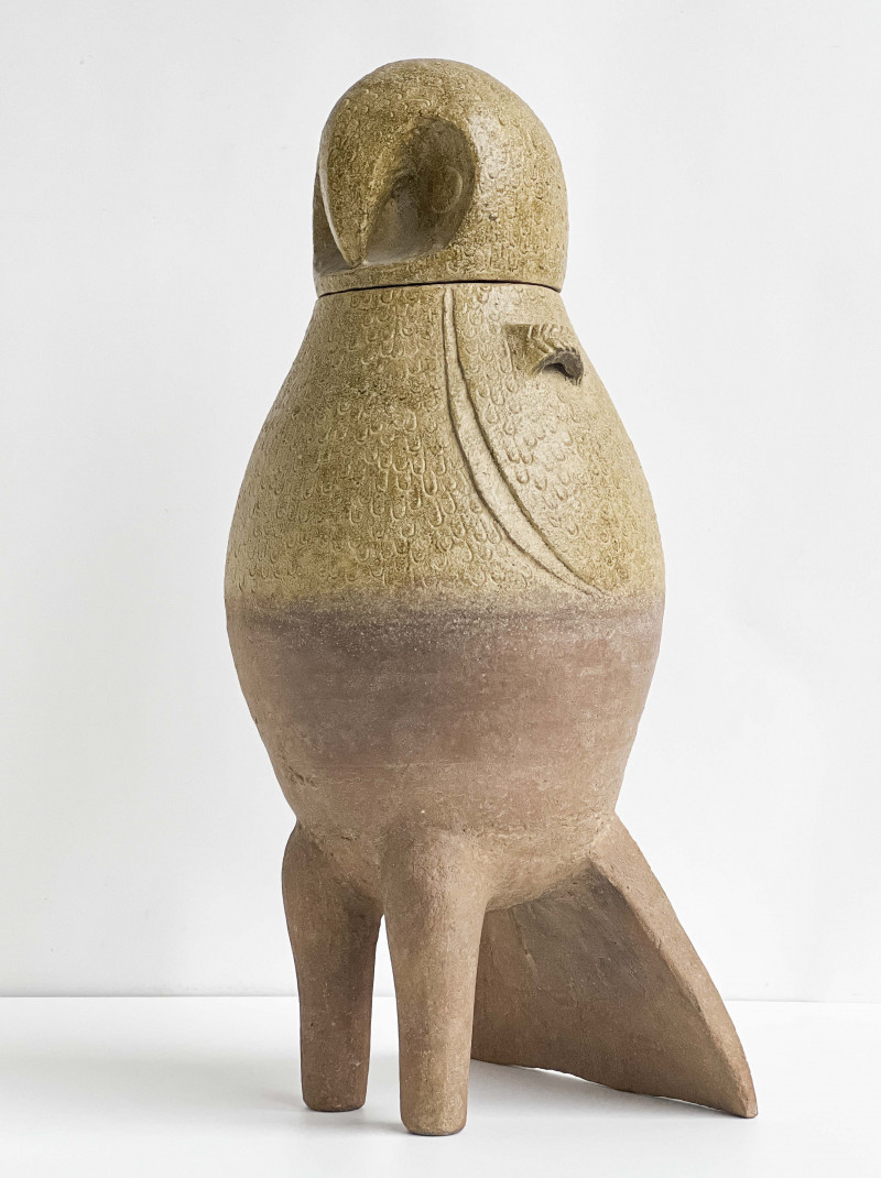 Chinese Yue Glazed Pottery Owl Form Vessel