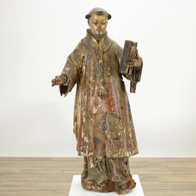 Image for Lot North Italian Standing Figure of a Monk 17th C