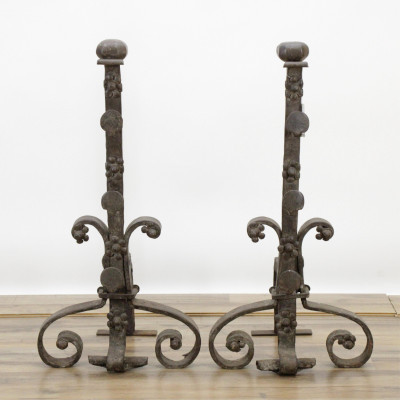 Image for Lot Pair of Large Iron Andirons