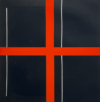 Harvey Quaytman - Untitled (Black, White, and Red Composition)