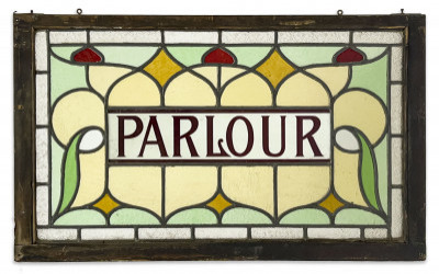 Image for Lot Victorian Stained Glass Parlour Window