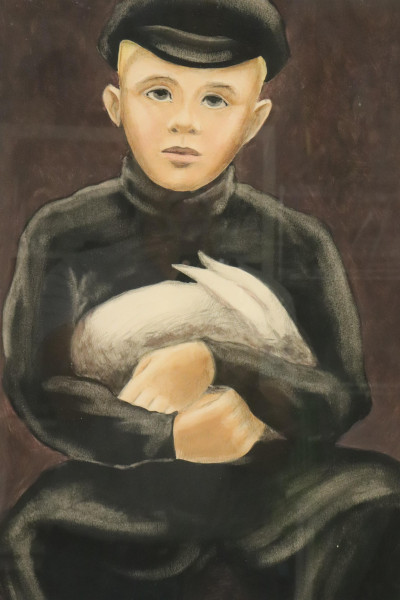 Image for Lot Margo Hoff Mid 20th C &apos;Boy with Rabbit&apos;