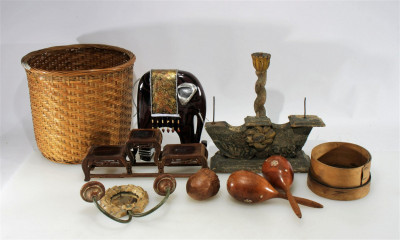 Title Group of Various Wood Table Objects / Artist