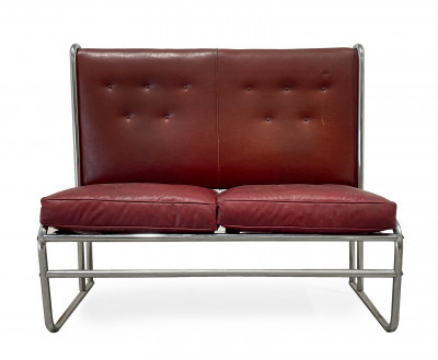 Image for Lot Tubular Chrome and Vinyl Banquette