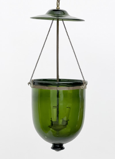 Image for Lot Green Glass Austrian Bell Jar Pendant Lamp