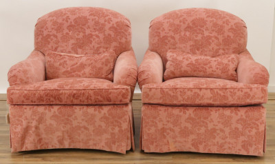 Image for Lot Pair of Swaim Velvet Upholstered Lounge Chairs