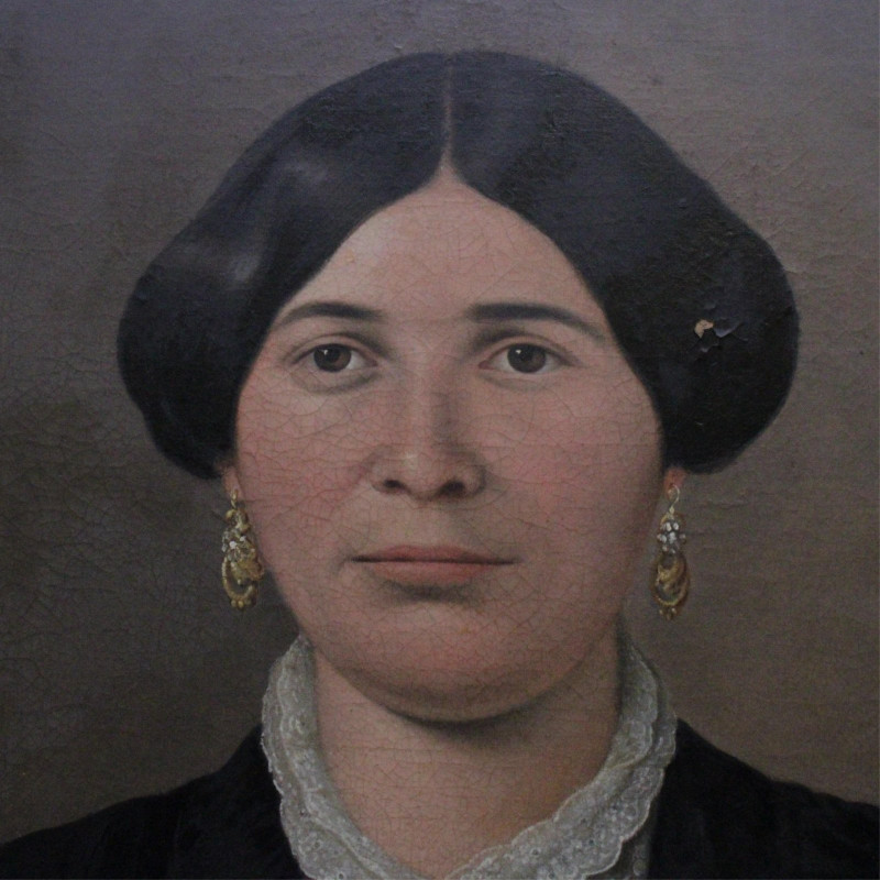 Image 3 of lot 19th C. Portrait of Mrs. Brown, oil on canvas