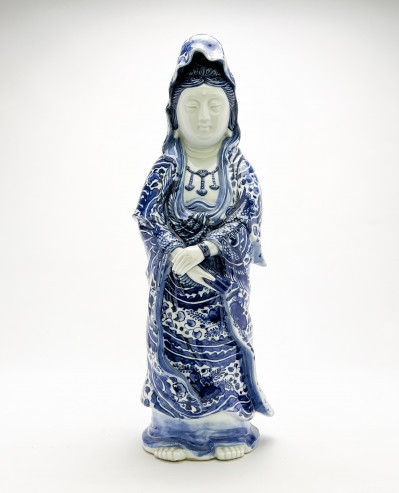 Image for Lot Japanese Blue and White Kutani Porcelain Figure of Kannon