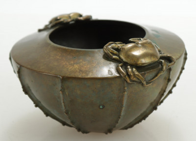 Image for Lot Pozycinski Studios Bronze Crab Bowl
